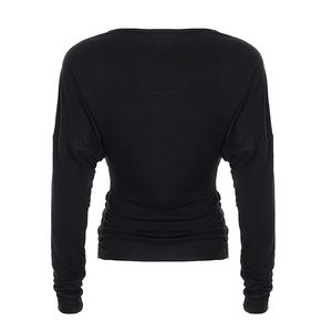 Top Estilo Coqueta con Cuello en V, Tejido de Punto Transpirable y Comprimido, Detalle Delicado con Cuentas, Ajuste Delgado, Cintura Fruncida que Realza la Figura - Product Image 6