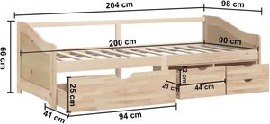 Letto Singolo in Legno Massello di Pino con Cassetto, Nuovo Modello Economico per Camera <span class=keywords><strong>da</strong></span> Letto - Product Image 5