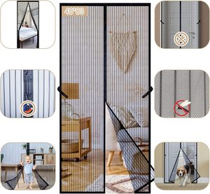 Gran oferta transfronteriza, mosquitera, cortina de malla para puerta, sujetadores magnéticos, cortina magnética para puerta con gancho y bucle - Product Image 3