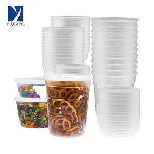 Bán Buôn 900Ml/32Oz Rõ Ràng Vòng Nhựa/Pp Thực Phẩm/Súp/Sữa Lưu Trữ/Để Đi Nhà Hàng Container/Hộp Có Nắp Đậy