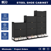 Meuble à chaussures relevable en métal avec support OEM/ODM, profondeur 32 cm, avec plateau inférieur, idéal pour les petites pièces et l'hôtellerie