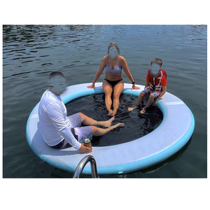 Hamac flottant gonflable de luxe pour la <span class=keywords><strong>piscine</strong></span>, chaise longue ronde avec fond en maille, île gonflable pour les fêtes au bord de la <span class=keywords><strong>piscine</strong></span> et les événements estivaux - Product Image 2