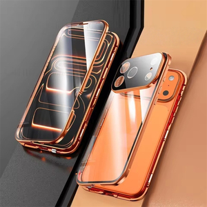 เคสกระจกแม่เหล็กสองด้าน 360 องศา สำหรับ iPhone 17 16 15 Pro Max, เคสกันกระแทกแบบเต็มตัว 360 องศา พร้อมฟิล์มกันมอง สำหรับ iPhone 17 - Product Image 1