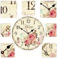 Reloj de Pared Redondo de 10 Pulgadas, de Madera, Silencioso, sin Tictac, Estilo Art Deco, con Agujas de un Solo Eje, Números Arábigos, Diseño de Naturaleza Muerta