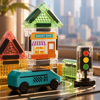 Mini Bloques de Construcción Magnéticos 3D, Juguetes de Bloques de Construcción Magnéticos de Plástico para Niños, Juego de Juguetes de Vehículos de Tráfico