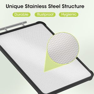 Tabla de cortar nórdica grande de doble cara de acero inoxidable 304 para cocina con asa - Product Image 4