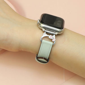 Correa de Reloj de Cuero <span class=keywords><strong>Rosa</strong></span> para <span class=keywords><strong>Apple</strong></span> <span class=keywords><strong>Watch</strong></span> Ultra 2 49mm 45mm 40mm, Correa para Reloj Inteligente con Adaptador Metálico y Accesorios Decorativos - Product Image 6