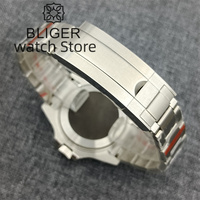 Montre mécanique élégante pour homme BLIGER NH35A, 43 mm, bracelet en acier inoxydable, aiguilles luminescentes vertes, résistante à l'eau