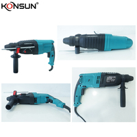 Marteau perforateur électrique KONSUN 26 mm 800 W SDS Plus, 3 modes, pour percer et cisailler le béton, kit d'outils complet portable