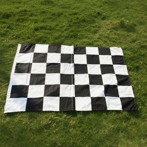 Banderas a cuadros de carreras en blanco y negro de 3x5 pies, con cabecera de lona, doble costura, hechas de poliéster con ojales de latón, impermeables y duraderas. - Product Image 1