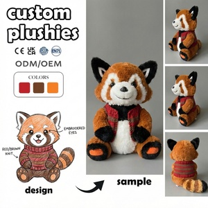 Produttore di Giocattoli in Peluche Personalizzati con MOQ Basso, Giocattoli Animali Imbottiti, Panda Rosso in Peluche con Occhi Ricamati, Bambola Morbida con Fodera in Rete - Product Image 1