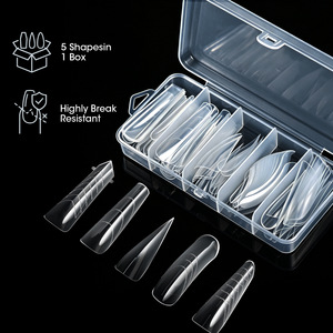 Suministros de Uñas al por Mayor, Moldes Duales para Uñas, 75 Piezas, 5 Estilos, 15 Tamaños, Sistema de Puntas de Extensión de Uñas de Plástico para Uso en Salón - Product Image 5