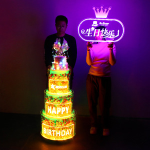 LED Birthday Cake Cart Colorful <b>Remote</b> Control Multifunctional <b>Switch</b> Panel Commercial Venues Bars Nightclubs KTVs Parties - Product Image 2