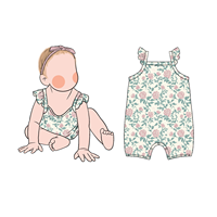 Combinaison bébé personnalisée en tissu élastique à base de protéines de lait, sans manches, à volants, flexible, idéale pour les sports de bébé