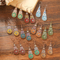 Anting-anting menjuntai jenis bunga matahari tetes air Bohemia anting-anting perhiasan Vintage Aloi banyak warna grosir