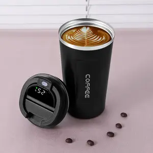 كوب قهوة حراري من الفولاذ المقاوم للصدأ مع شاشة ذكية للسفر مع فراغ كوب قهوة حراري رائج البيع!