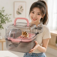 Großes Transparentes PP-Hamster-Transportkäfig Luxuriöses Umweltfreundliches Langlebiges Habitat mit Tragegriff Belüftetes Reise- und Heimtierhaus