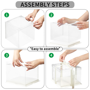 24PCS rõ ràng bánh hộp với Ribbon 3-Lớp 10x10x12 inch trong suốt bánh tàu sân bay hộp có nắp đậy PET cao bánh bao bì hộp - Product Image 4