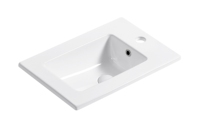 Lavabo de Baño Moderno de Cerámica Pulida con Borde Delgado, de un Solo Orificio, Fácil de Limpiar, Calidad de Hotel/Apartamento, con Anillo de Desbordamiento