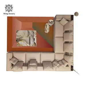 Canapés modulaires extensibles de matériel de stockage de conception professionnelle salon canapé moderne caractéristique ensemble de canapé en cuir véritable
