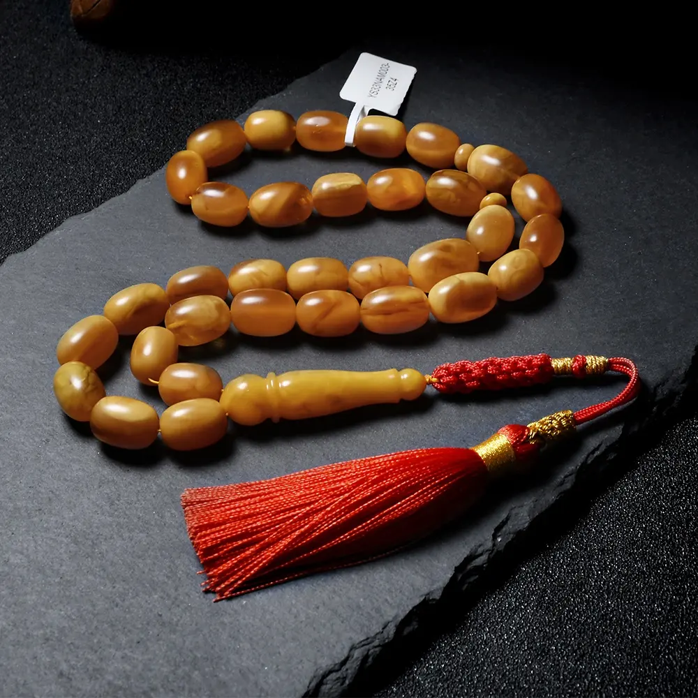 YS33NAM003 Old Ggermany High Quality Natural Amber Rosary Amber Islamic Tasbih Tesbih Amber Stone Natural Baltic Amber Rosary