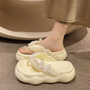 2025 nuove infradito col tacco alto EVA ciabatte <span class=keywords><strong>da</strong></span> donna carine con fiocco piccole <span class=keywords><strong>Clip</strong></span> <span class=keywords><strong>da</strong></span> esterno su scarpe con suola spessa pantofole <span class=keywords><strong>da</strong></span> donna Casual - Product Image 4