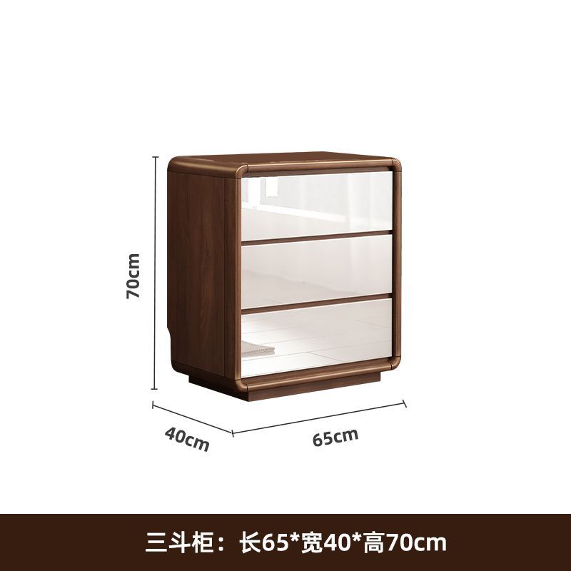 Walnut-clad white three-drawer chest (65*40*70)