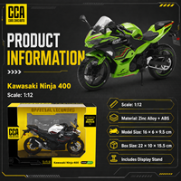 Modèle de moto Kawasaki Ninja 400 en métal moulé sous pression 1:12, jouet pour enfants avec direction avant, décoration, simulation de moto en métal, voitures moulées sous pression