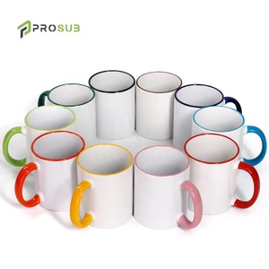 Prosub bán buôn 11oz rim Màu sắc thăng hoa trống Mug DIY tùy chỉnh in chén gốm với xử lý - Product Image 1