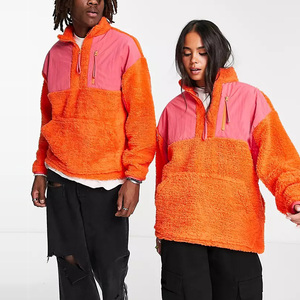 <span class=keywords><strong>Felpa</strong></span> da donna con collo alto in poliestere <span class=keywords><strong>teddy</strong></span> borg <span class=keywords><strong>felpa</strong></span> unisex oversize 1/4 con zip - Product Image 1