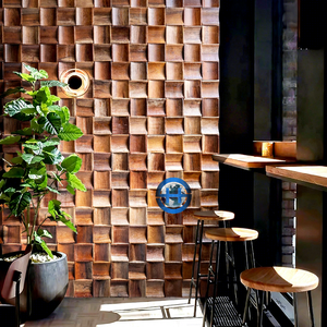 Mosaïque <span class=keywords><strong>en</strong></span> <span class=keywords><strong>bois</strong></span> massif à effet 3D contemporain, revêtement mural écologique à motif ondulé <span class=keywords><strong>en</strong></span> relief pour villa - Product Image 5
