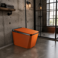 WC intelligent de luxe orange monobloc avec bidet intégré, sans rebord, chasse automatique, capteur de pied, siège chauffant et désodorisant pour salle de bain