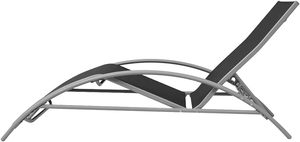 <span class=keywords><strong>Silla</strong></span> Reclinable Plegable Moderna de Aluminio Negro <span class=keywords><strong>con</strong></span> <span class=keywords><strong>Respaldo</strong></span> Ajustable y Cojín de Teslin para Playa, Jardín y Césped - Product Image 3
