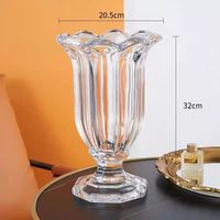 Vases en verre épais gaufré vintage, vases décoratifs en verre transparent pour la maison