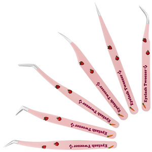 Pince à épiler professionnelle en acier inoxydable rose pour cils et sourcils, outil de manucure de précision pour extensions de cils en salon, marque privée - Product Image 3