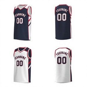 Camiseta de Baloncesto Sublimada Reversible Personalizada con Nombre del Equipo 00 Negra Blanca Cuello en V Sin Mangas Unisex Adulto 100% Poliéster - Product Image 1
