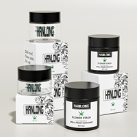 Pot de fleurs carré résistant aux enfants de 1oz 2oz 3oz 4oz personnalisé de luxe Pot en verre noir blanc Boîte de rangement en plastique Emballage