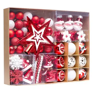 Hot Sale Plastic Balls Pack With Hand Painted Tree Ornaments Home Decoration