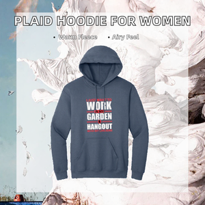 Sudadera con capucha para mujer, de algodón azul, manga larga, con estampado de pollo de jardín - Product Image 2