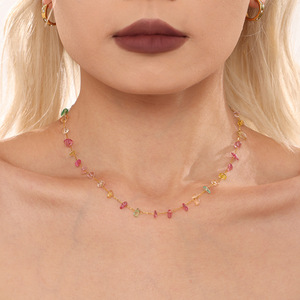 Parure de bijoux en acier inoxydable poli anti-ternissement avec chaîne en cristal naturel brillant pour femme - Product Image 4