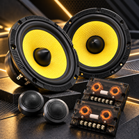 Sistem Speaker Komponen Audio Mobil 2 Arah 6.5 Inci 180W Peak 4 Ohm Kerucut Kuning Midbass Woofer Tweeter Kit untuk Peningkatan Suara