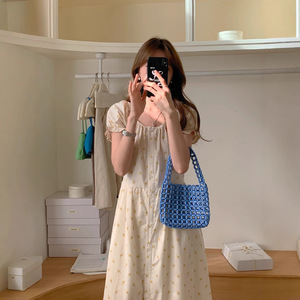Robe à manches bouffantes de style Mori français, douce, florale, premier amour, antistatique, amincissante à la taille - Product Image 2