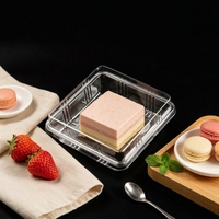 Boîte à dessert carrée jetable en plastique transparent avec couvercle dôme, contenant alimentaire pour cheesecake basque, hamburger, salade à emporter, vente en gros