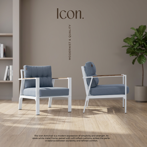 Fauteuil de bistrot moderne en aluminium avec coussin et accoudoirs, idéal pour l'extérieur, la terrasse ou le restaurant, avec oreiller décoratif - Product Image 2