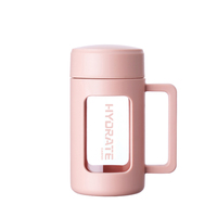 Bouteille d'eau en verre borosilicate haute résistance avec manche en silicone personnalisé, design unique et transparent, style minimaliste, bouchon à visser