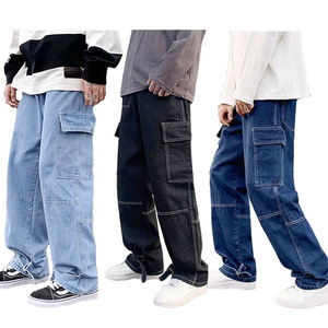 Jeans baggy droits pour hommes en gros, personnalisés, amples, en denim, style décontracté, multi-poches, pantalons cargo pour hommes - Product Image 1