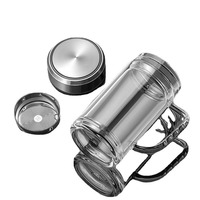 Tasse à thé en verre à double paroi Mink avec poignée, grande capacité, avec couvercle, pour cadeau, jetable, double couche, haute qualité