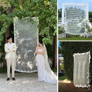 Telo di sfondo in pizzo per decorazioni, cartello di benvenuto, accessori fotografici per cerimonie di fidanzamento, decorazioni di tendenza per social media - Product Image 2