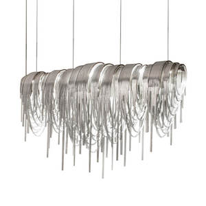 Aluminum Aluminum Chain Macrame Pendant <b>Light</b> Living Dining Room Tassels Fringe <b>Chandelier</b> - Product Image 6