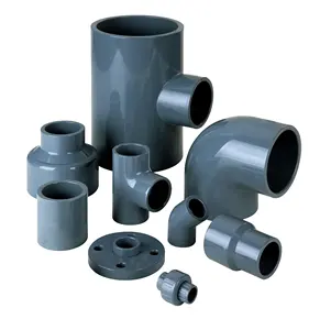 מגוון שלם של אביזרי צינור PVC לאספקת מים כולל שסתום כדורי 3/6 כיווני פלסטיק מפרק 45/90 מעלות אוגן מרפק טי